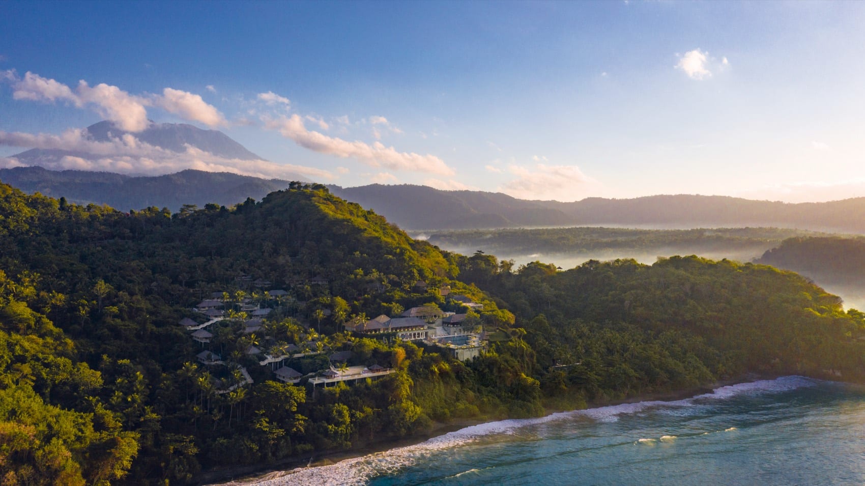 Amankila and the East Bali coast above the Lombok Strait