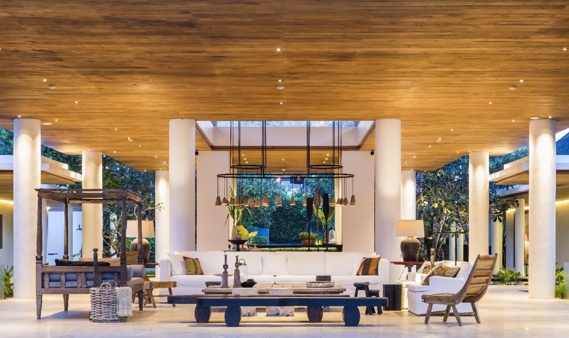 Uluwatu Estate — the main living pavilion with its timber ceiling · Uluwatu, Indonesia