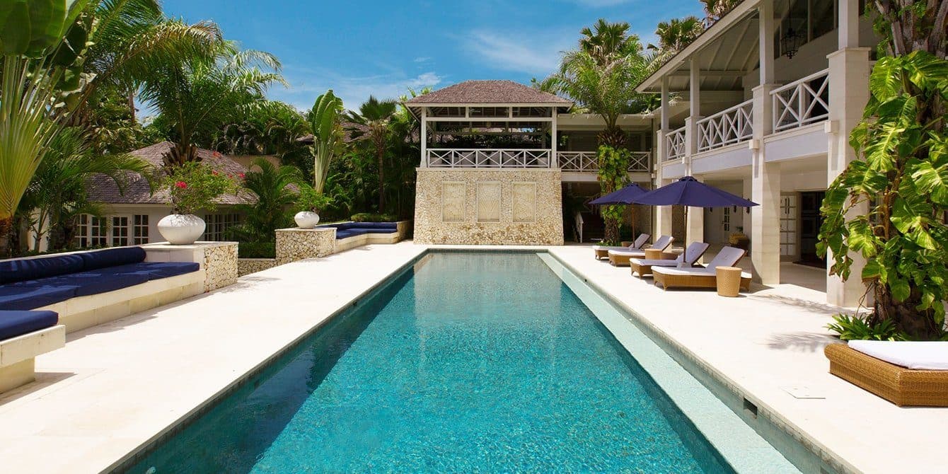 Villa Tamarama — the long pool beside the villa · Bali, Indonesia